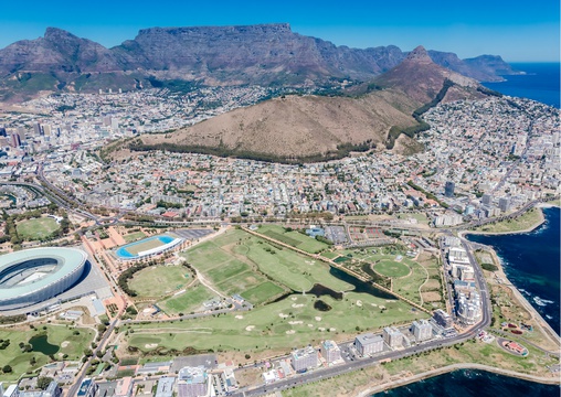 aerial view of Cape Town, Mother City picture of Table Mountain, Signal Hill V&A Waterfront, Atlantic Seaboard, and City Bowl . Cape Town Tour Into Tours