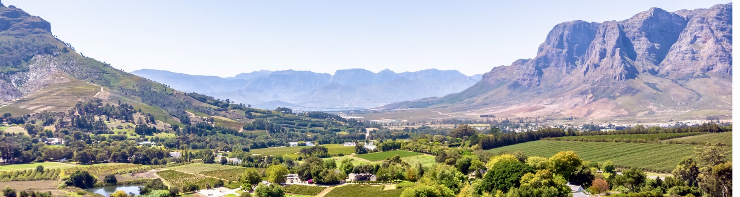 Arial view of Stellenbosch in the Cape Winelands