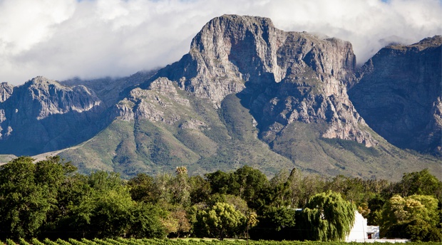 Stellenbosch mountain range taken from a winery in Stellenbosch. Mountain range The Hottentots Holland Mountains